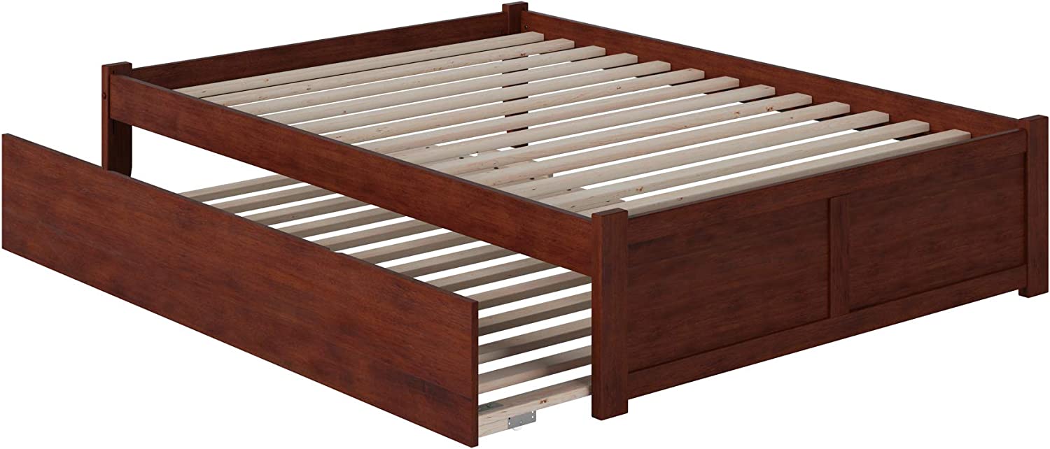 AFI Concord Platform Flat Panel Foot Board and Full Size Urban Trundle Bed, Walnut