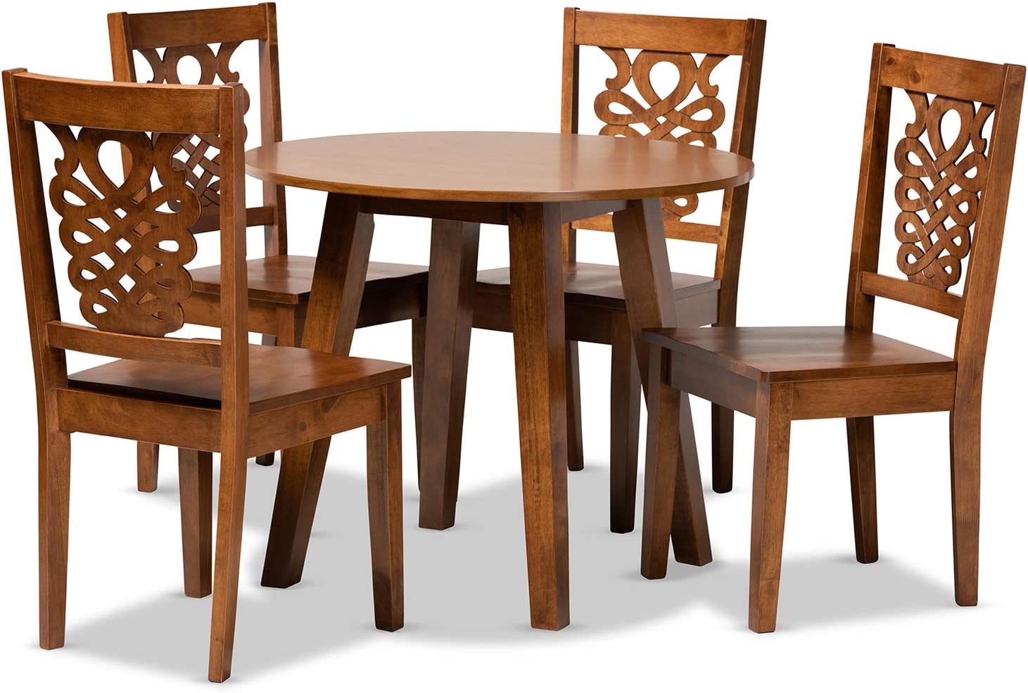 Baxton Studio Mina Modern and Contemporary Transitional Walnut Brown Finished Wood 5-Piece Dining Set