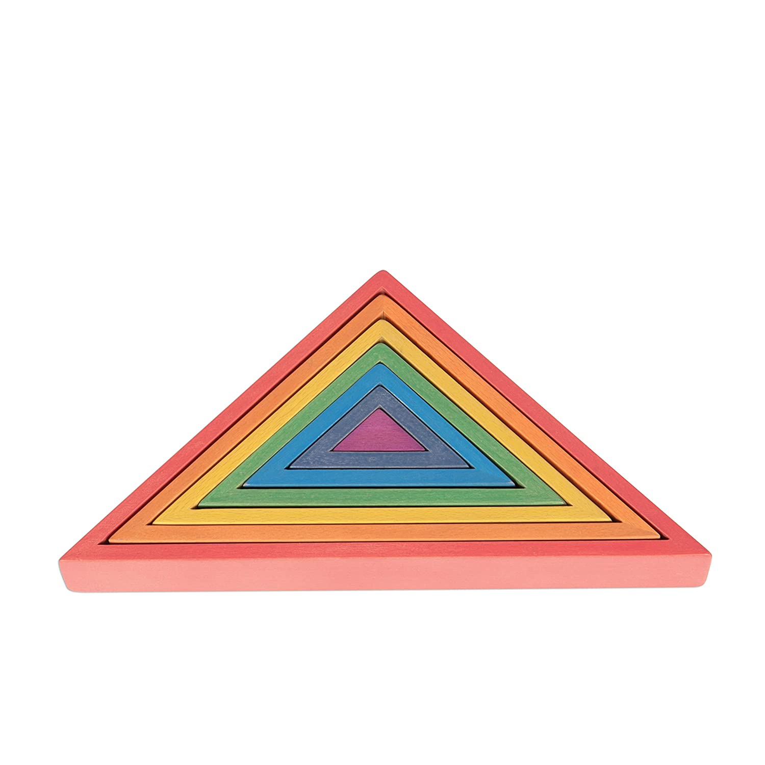 TickiT - 73418 Wooden Rainbow Architect Triangles - Nesting Puzzle - Stacking Blocks for Ages 12M+