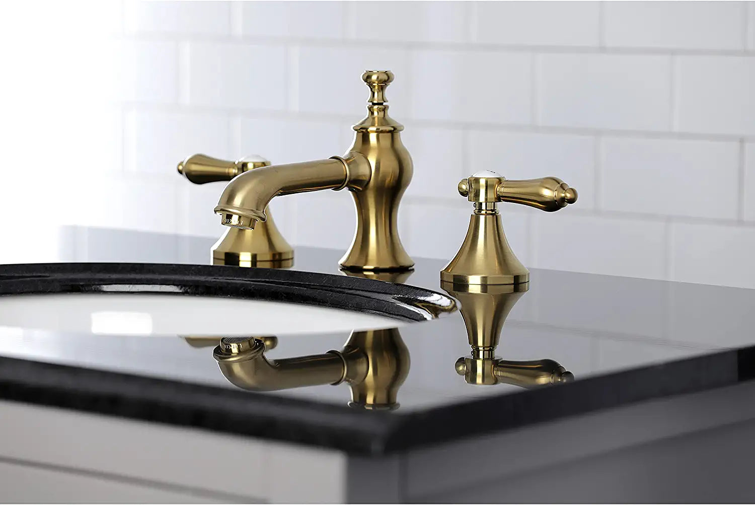 Kingston Brass KC7067BAL Heirloom 8 in. Widespread Bathroom Faucet, Brushed Brass