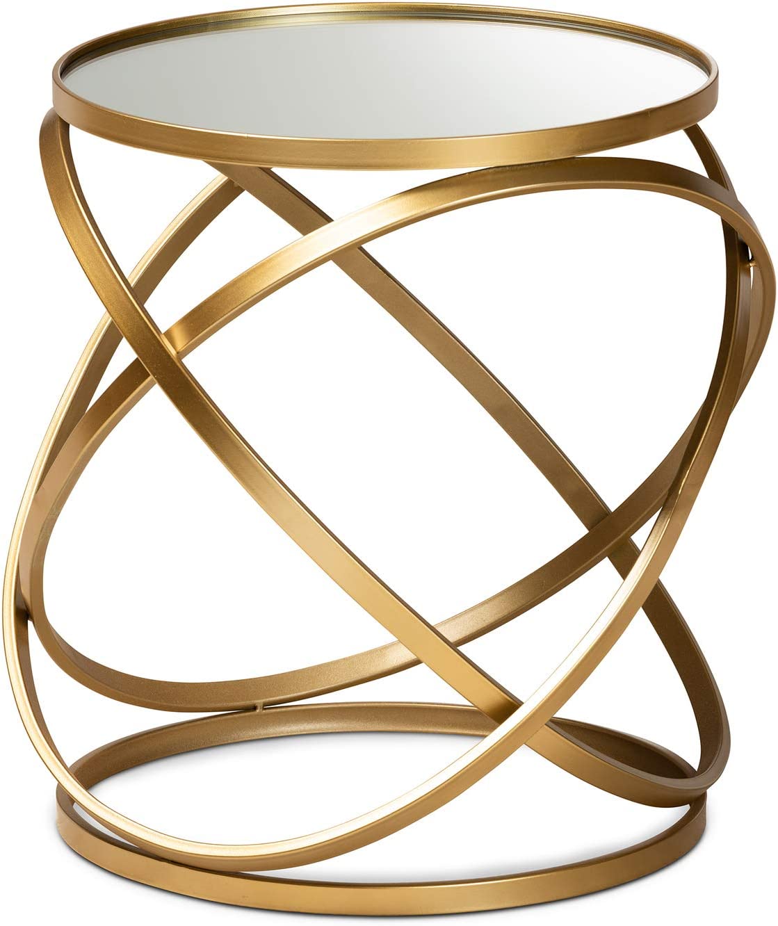 Baxton Studio Desma Glam and Luxe Gold Finished Metal and Mirrored Glass End Table