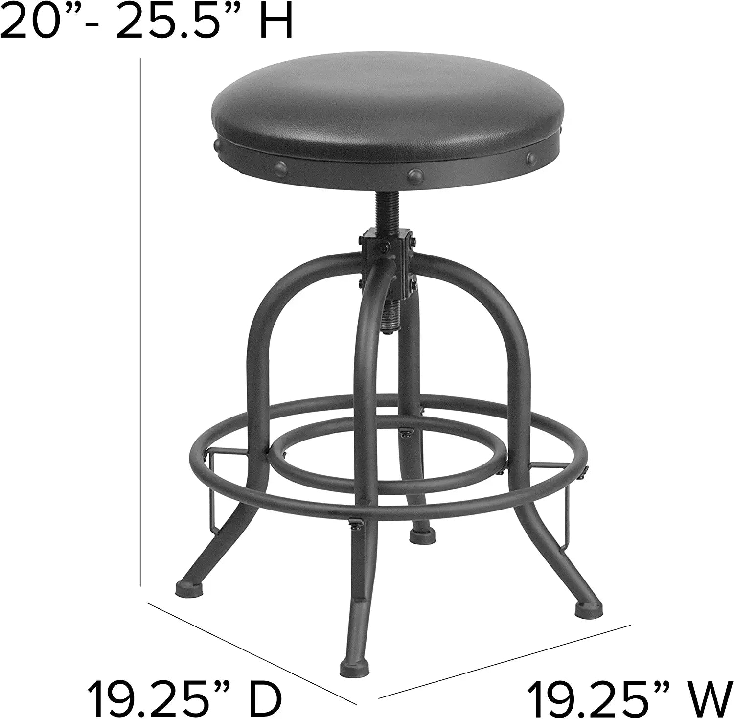 Flash Furniture 24&#39;&#39; Counter Height Stool with Swivel Lift Black LeatherSoft Seat