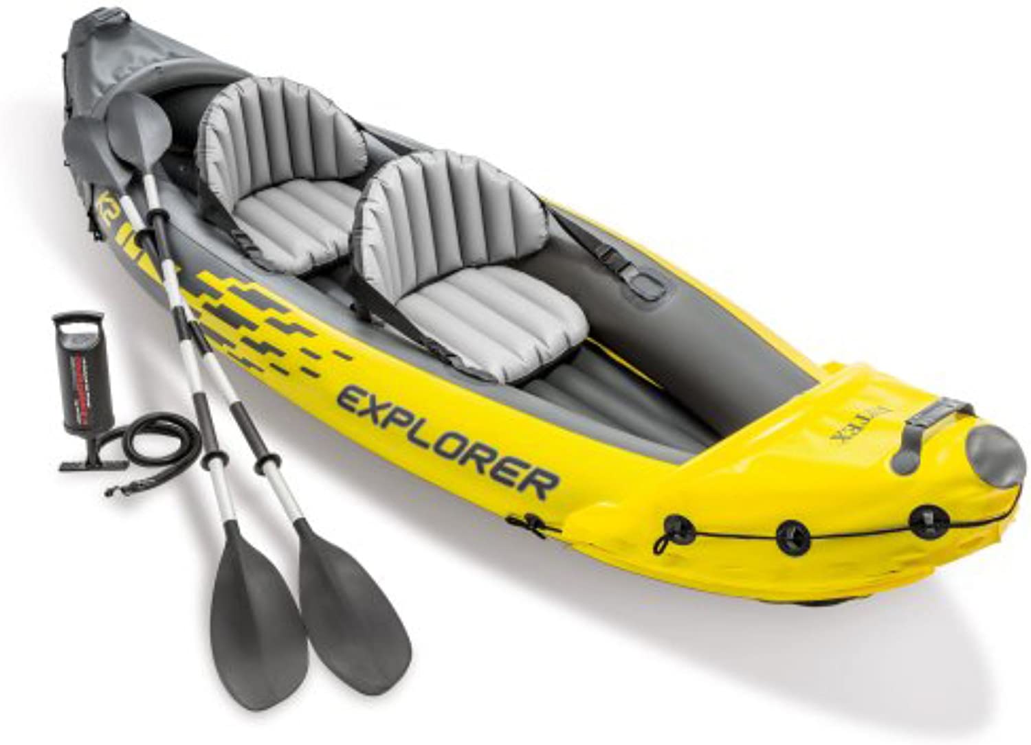 Explorer K2 Kayak, 2-Person Inflatable Kayak Set with Aluminum Oars, Manual and Electric Pumps√É¬¢√¢‚Äö¬¨√Ç¬¶