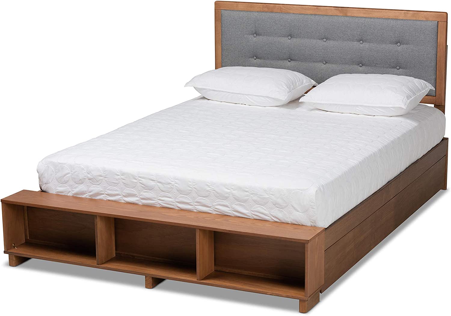 Baxton Studio Cosma Modern Transitional Ash Walnut Brown Finished Wood 4-Drawer Queen Size Platform Storage Bed