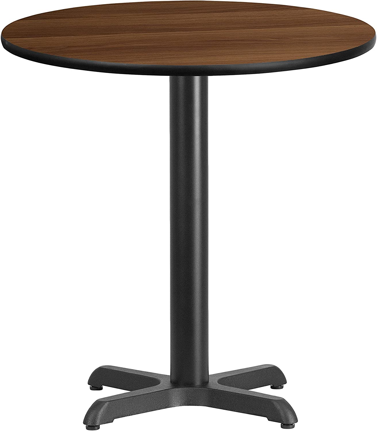 Flash Furniture 24&#39;&#39; Round Walnut Laminate Table Top with 22&#39;&#39; x 22&#39;&#39; Table Height Base