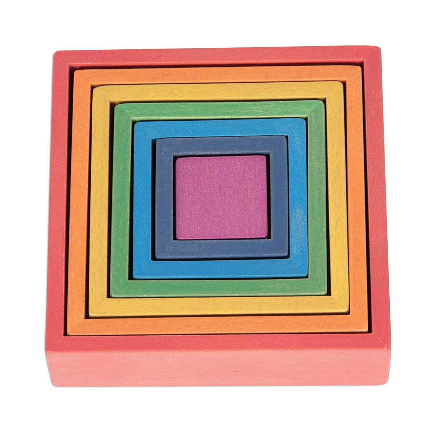 TickiT - 73416 Wooden Rainbow Architect Squares - Nesting Puzzle - Stacking Blocks for Ages 12M+