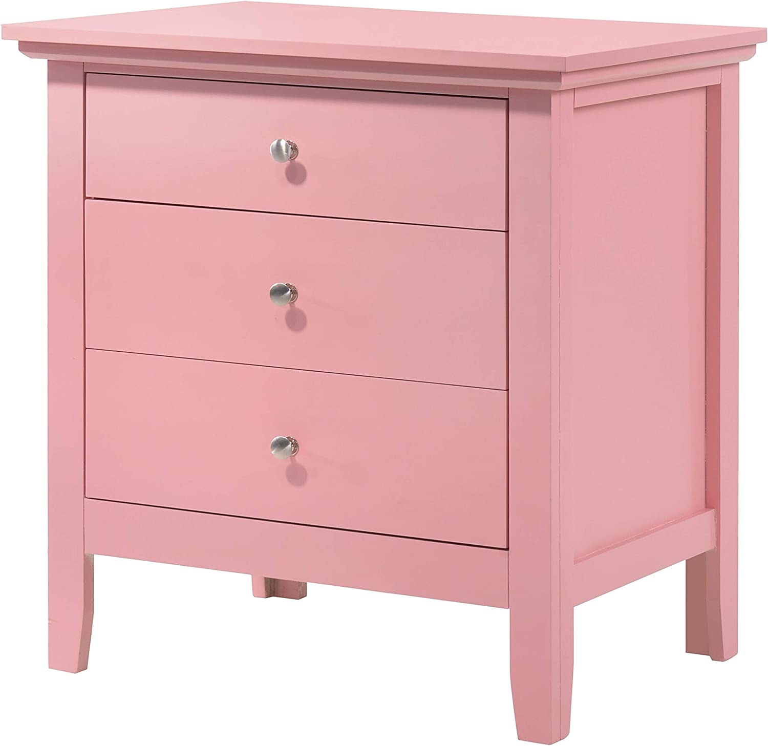 Overstock Hammond 3-Drawer Wooden Nightstand Pink Painted