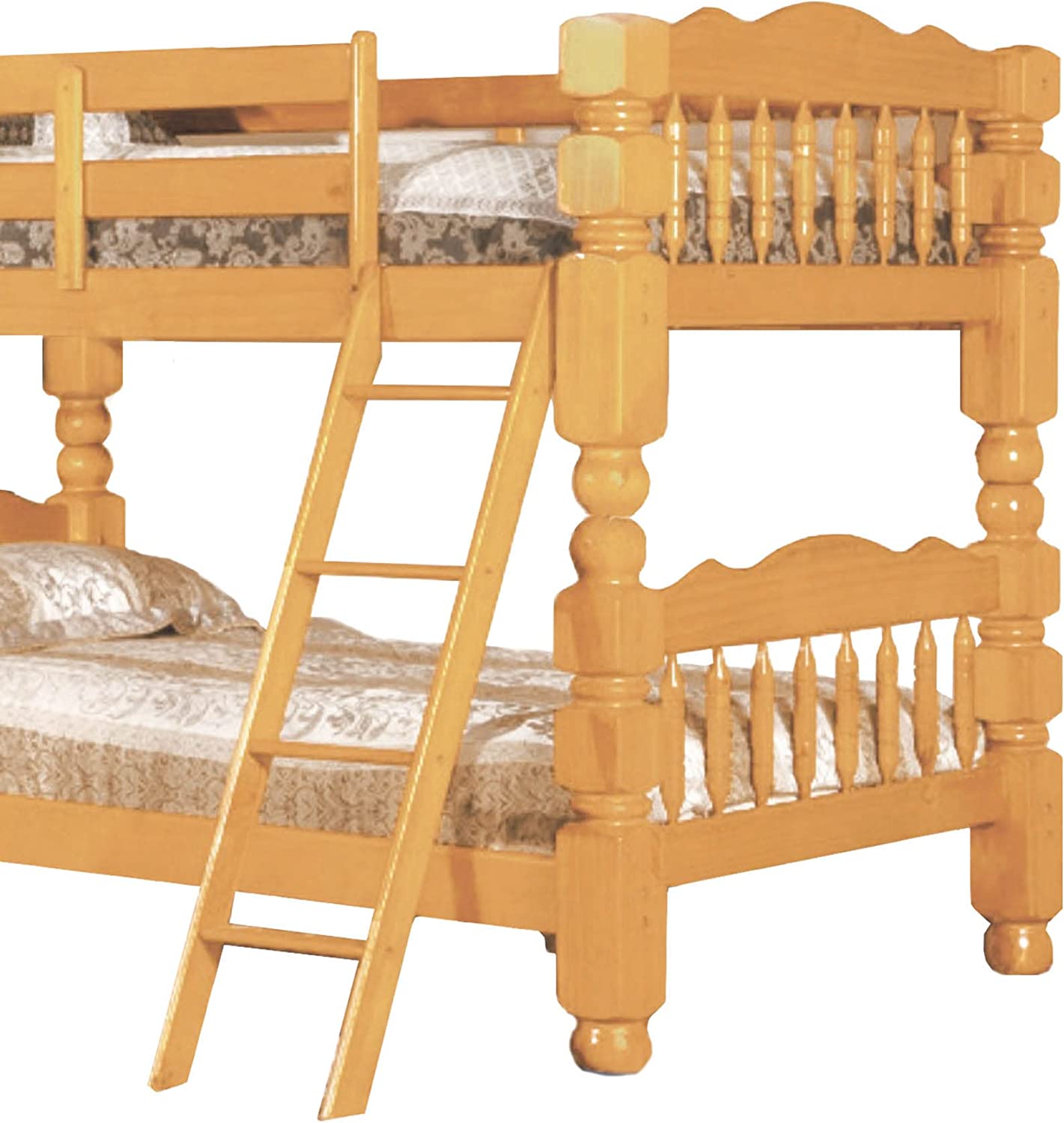 Better Home Products Andrei Twin Over Twin Solid Wood Spindle Bunk Bed Natural