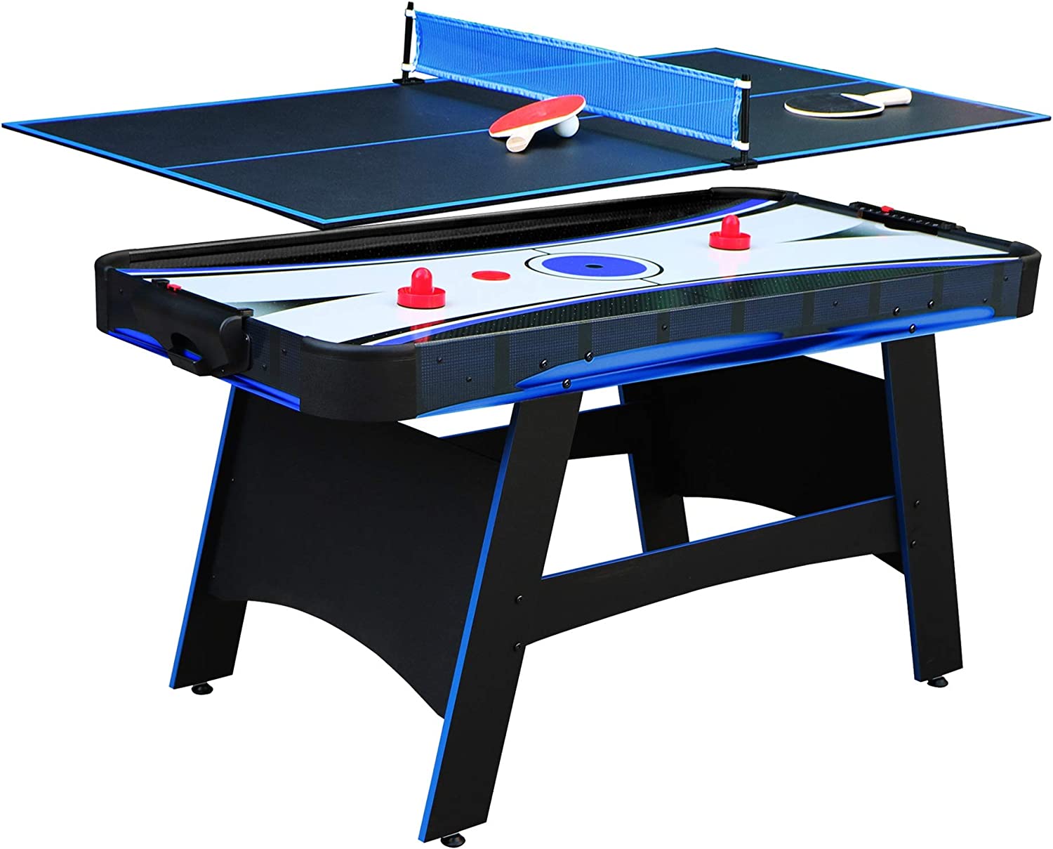 Hathaway Bandit 5-Ft Air Hockey and Table Tennis Multigame Table, Great for Family Game Rooms, Includes Strikers, Pucks, Paddles, Balls and net/Post Set