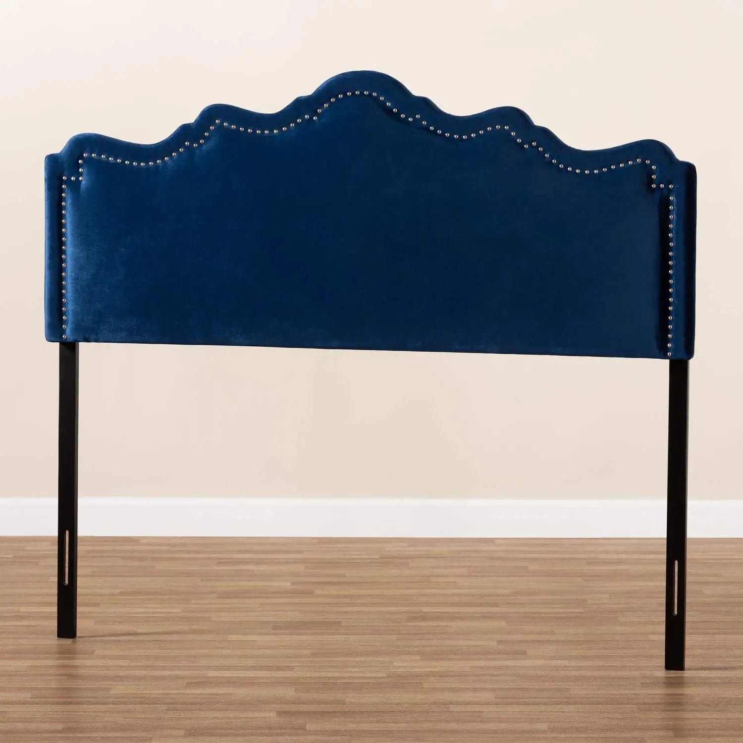 Baxton Studio Nadeen Modern and Contemporary Navy Blue Velvet Fabric Upholstered Queen Size Headboard