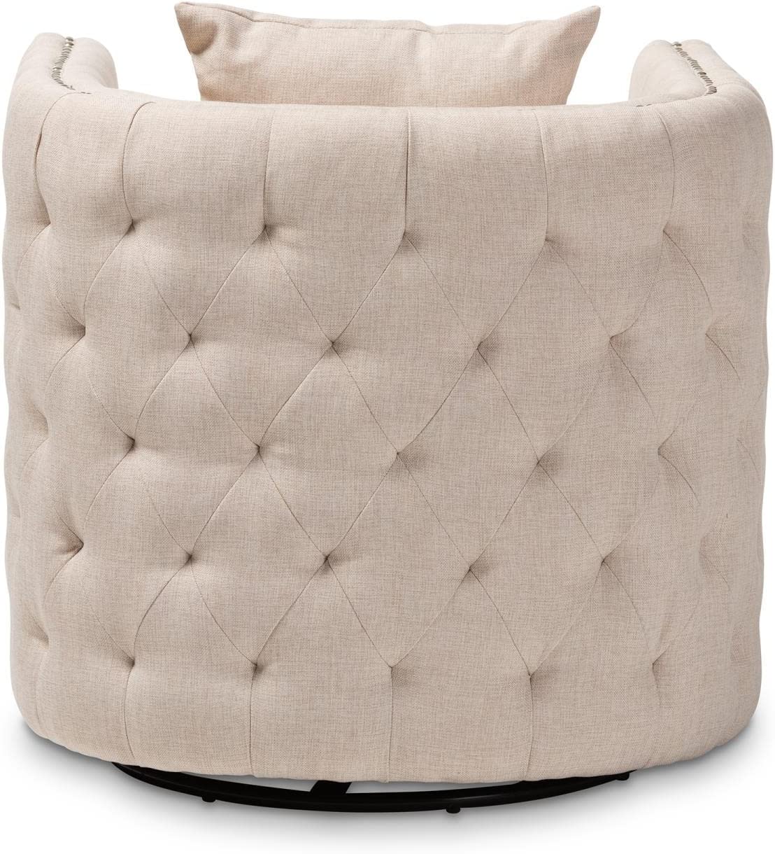 Baxton Studio Micah Modern and Contemporary Beige Fabric Upholstered Tufted Swivel Chair