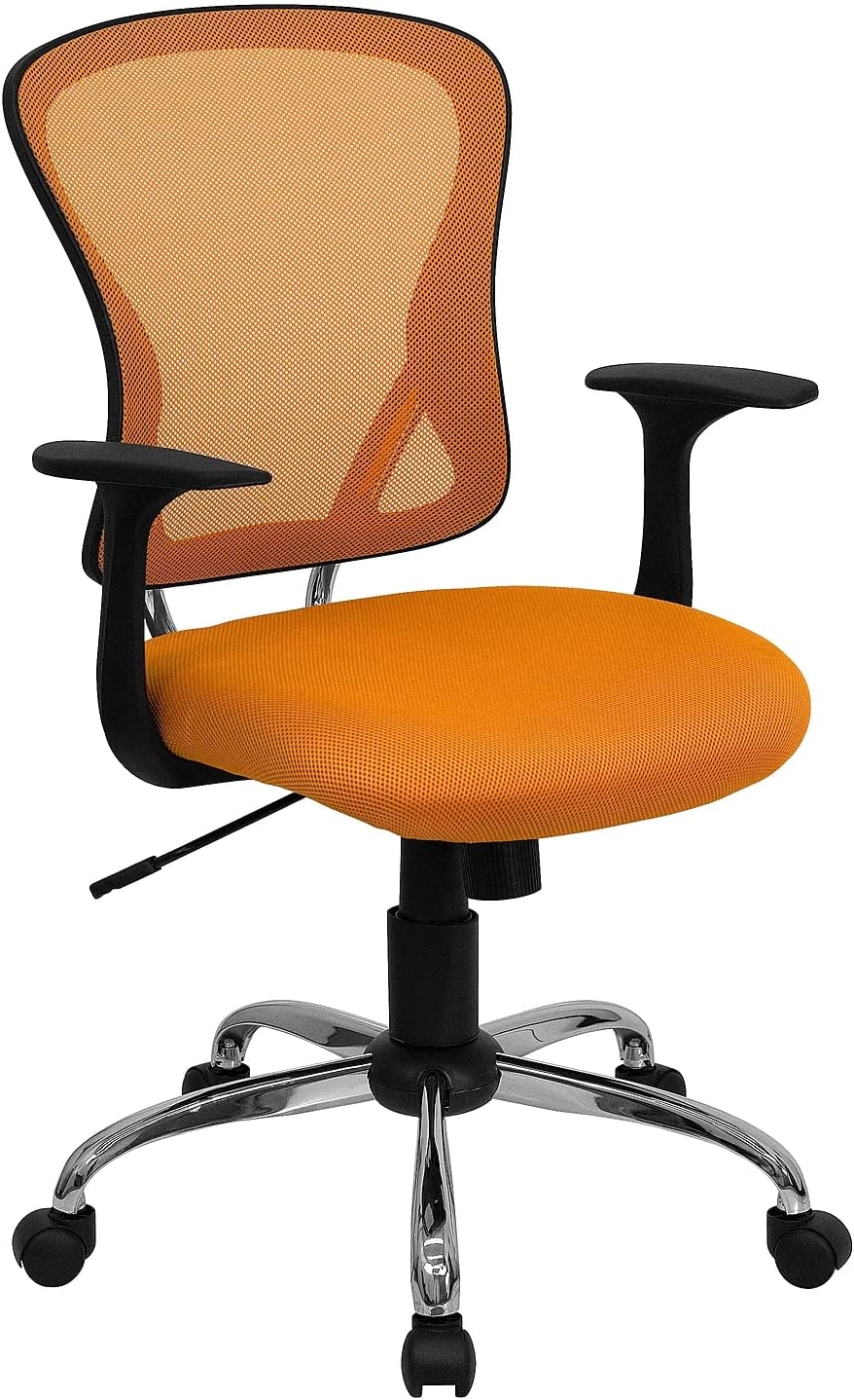 Flash Furniture Mid-Back Yellow Mesh Swivel Task Office Chair with Chrome Base and Arms