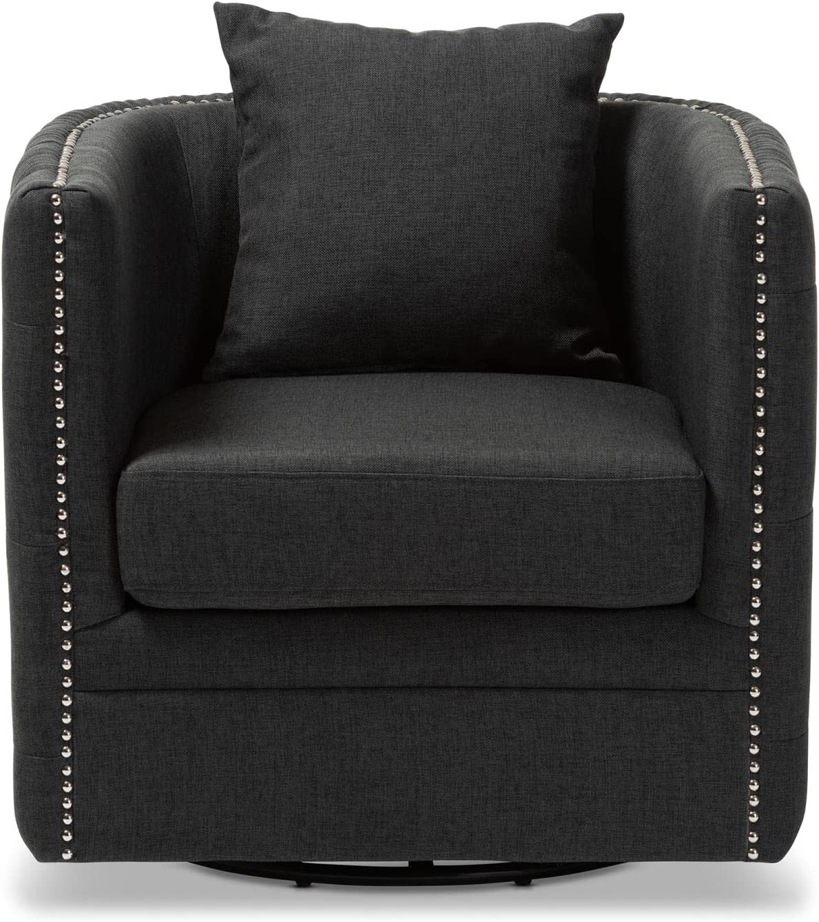 Baxton Studio Micah Modern and Contemporary Gray Fabric Upholstered Tufted Swivel Chair