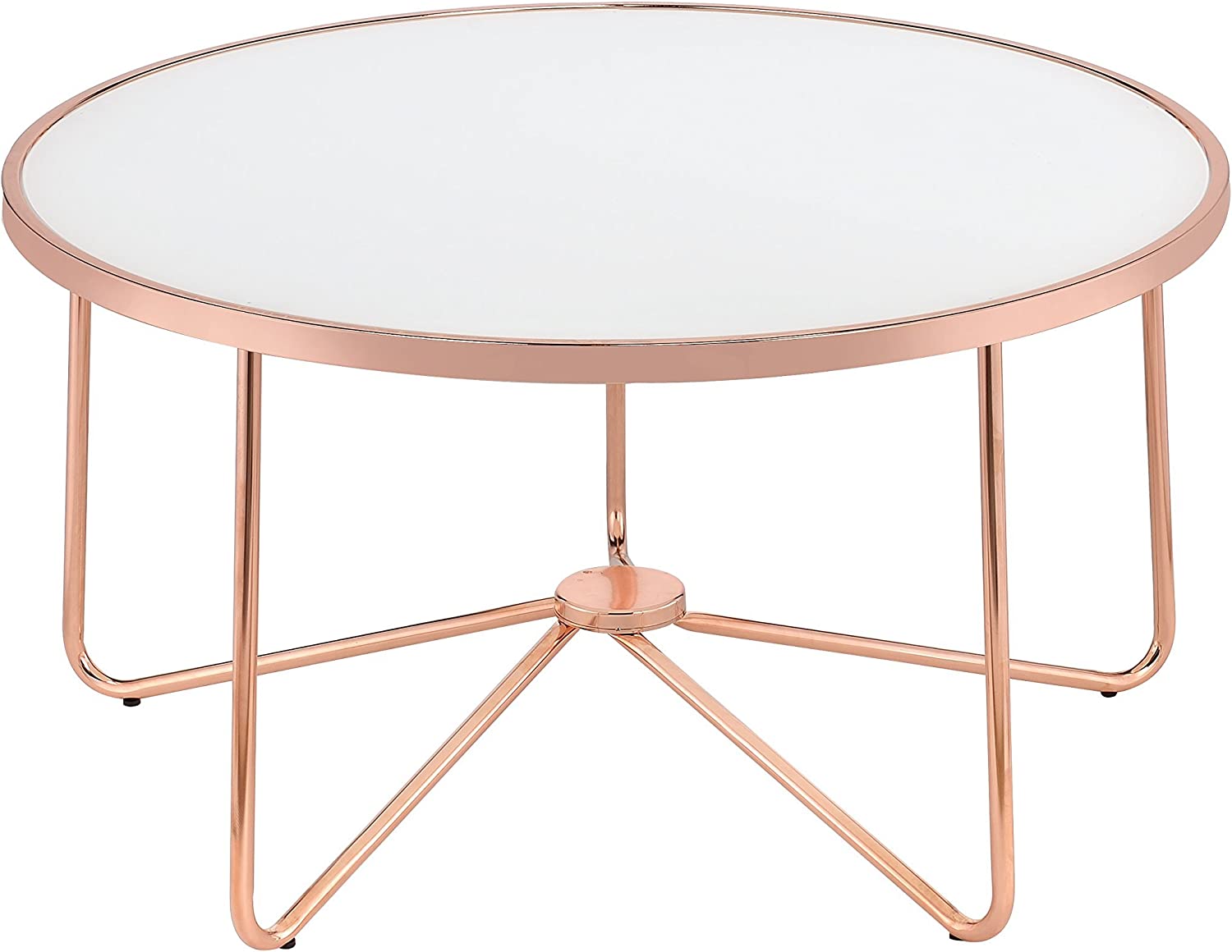 ACME Alivia Coffee Table - - Rose Gold &amp; Frosted Glass