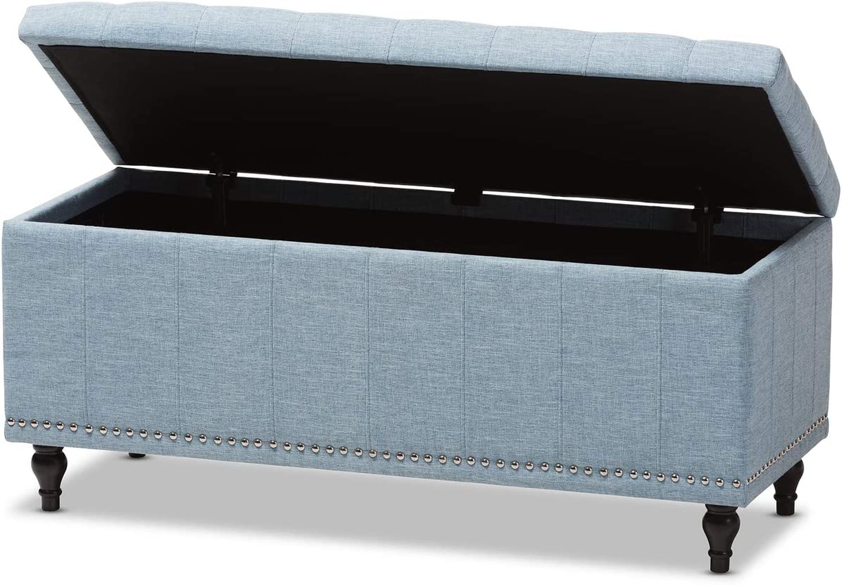 Baxton Studio Kaylee Modern Classic Upholstered Button-Tufting Storage Ottoman Bench Greyish Beige