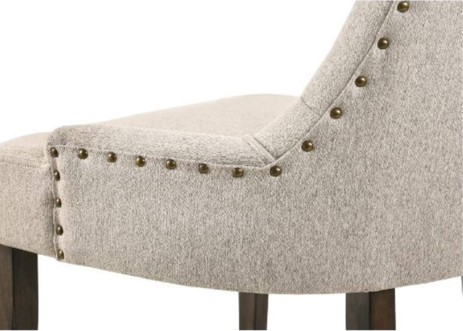 Acme Furniture Farren Side Chair, Beige Fabric &amp; Espresso Finish