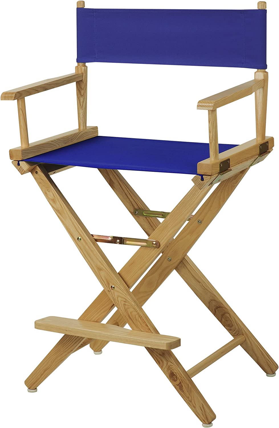 American Trails Extra-Wide Premium 24&#34; Director&#39;s Chair Natural Frame with Royal Blue Canvas, Counter Height