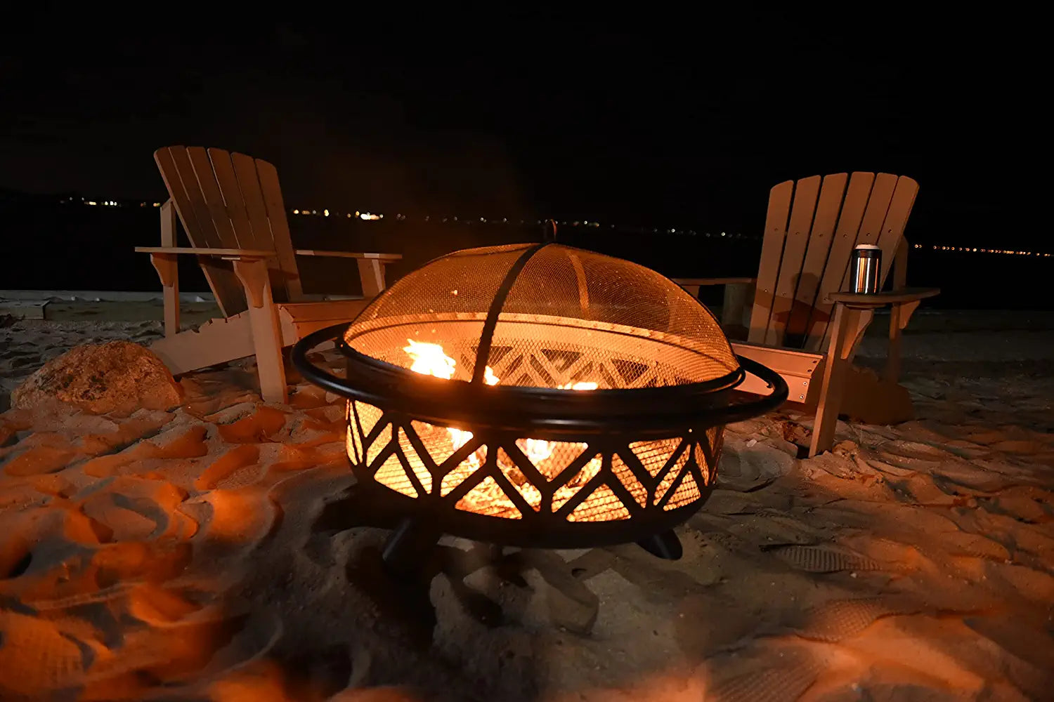 Oil Rubbed Outdoor Firebowl with Geometric Design