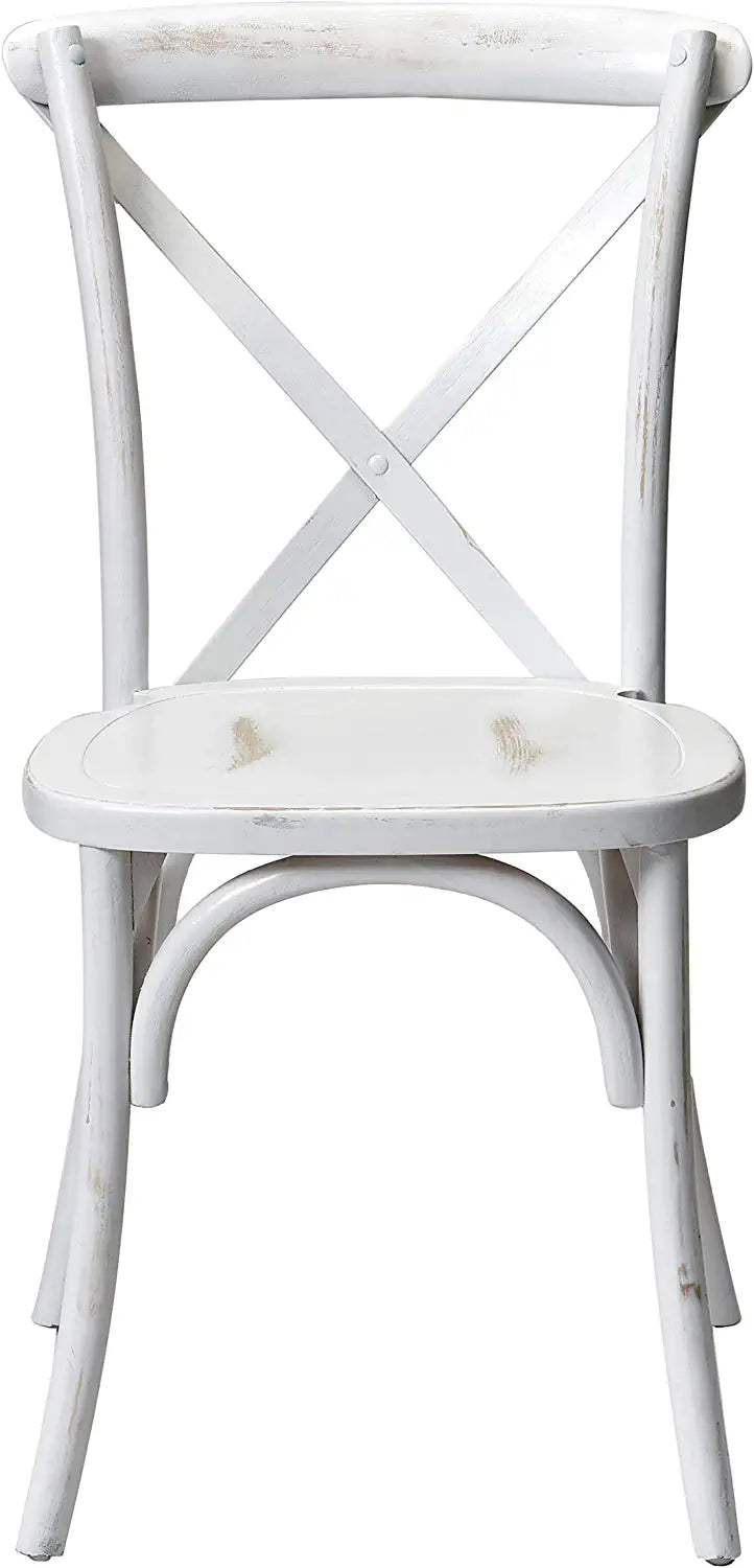 Commercial Seating Products White Wash Crossback Dining Chairs, 2-Pack