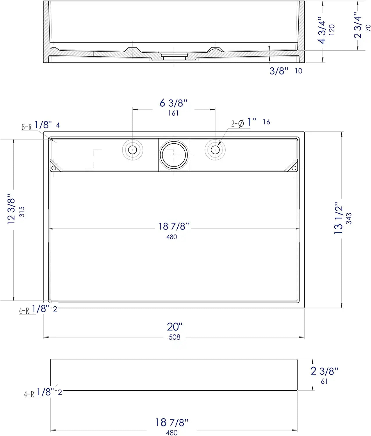 ALFI brand ABRS2014 Bathroom Sink, White Matte