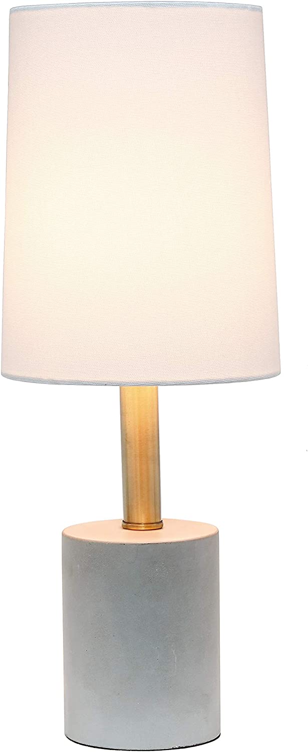 Elegant Designs LT3314-WHT Cement Antique Brass Detail Table Lamp, White