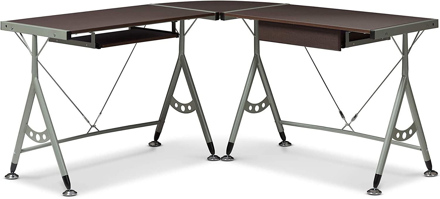 Baxton Studio AA-2007-X2(wenge) Desk, 30&#34; x 58&#34; x 58&#34;, Dark Brown