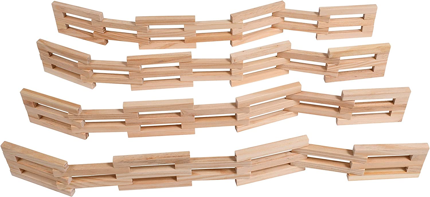 The Freckled Frog Wooden Fences - Set of 4 - Ages 12m+- More than 6 ft (2 inches high) of Toy Corral Fences for Imaginative Play with Toy Horses, Farms, Action Figures and Role Play Activities