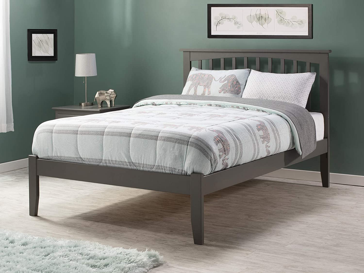 AFI Mission Platform Bed with Open Footboard and Turbo Charger, Full, Grey