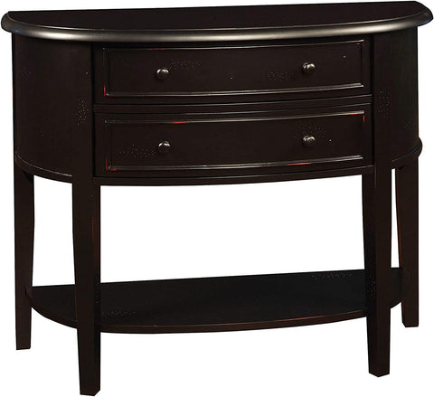 Powell Antique Black with Sand Through Terra Cotta Demilune Console Table