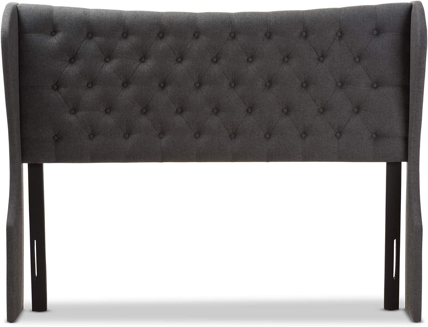 Baxton Studio Cadence King Winged Panel Headboard in Dark Gray