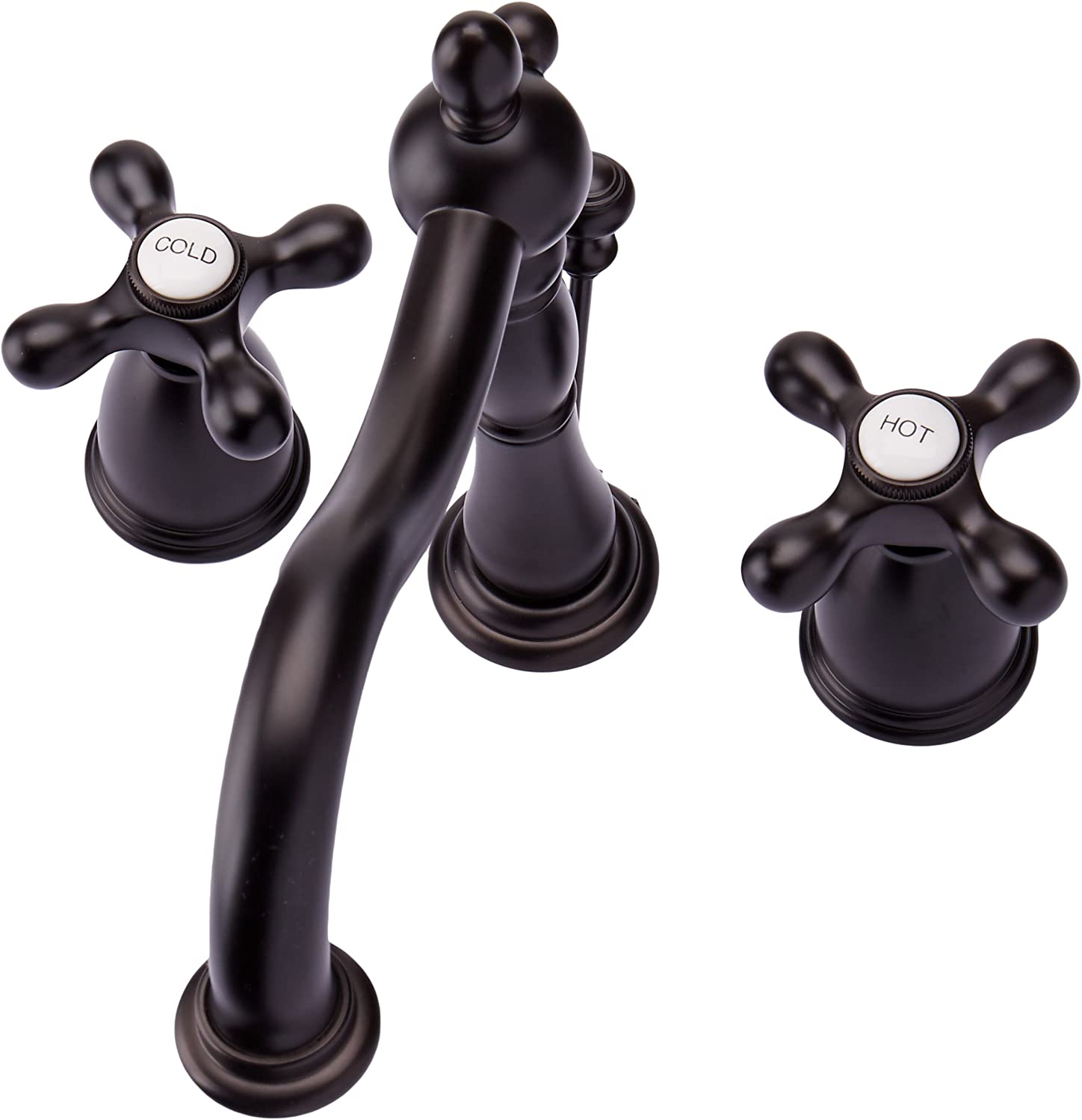 Kingston Brass KB1975AX Heritage Widespread Lavatory Faucet with Metal Cross Handle, Oil Rubbed Bronze,8-Inch Adjustable Center , Oil-Rubbed Bronze