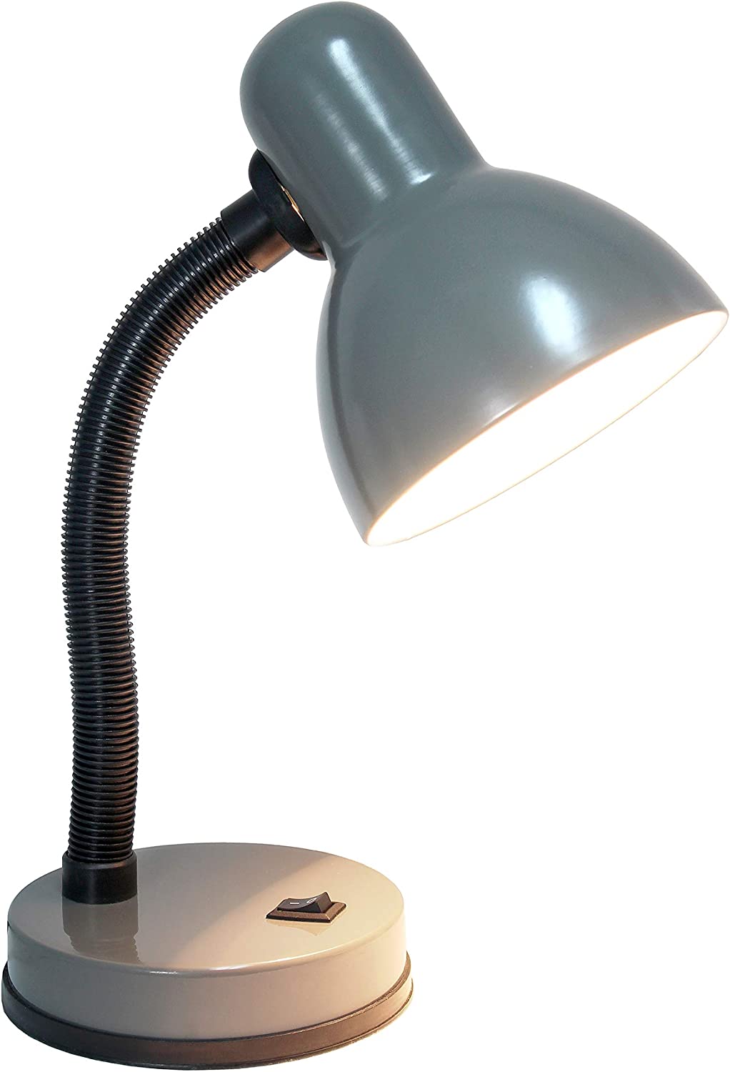 Simple Designs LD1003-GRY Basic Metal Flexible Hose Neck Desk Lamp, Gray