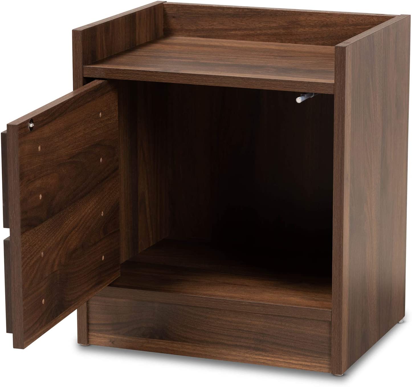 Baxton Studio Hale Modern and Contemporary Walnut Brown Finished Wood 2-Drawer Nightstand