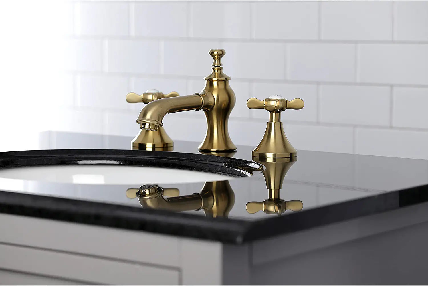 Kingston Brass KC7067BEX Essex 8 in. Widespread Bathroom Faucet, Brushed Brass