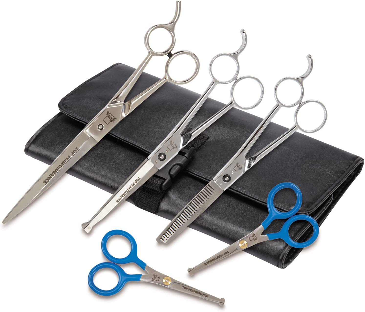 Top Performance 5-Piece Shear Kits with Cases — Durable Shears for Grooming Dogs