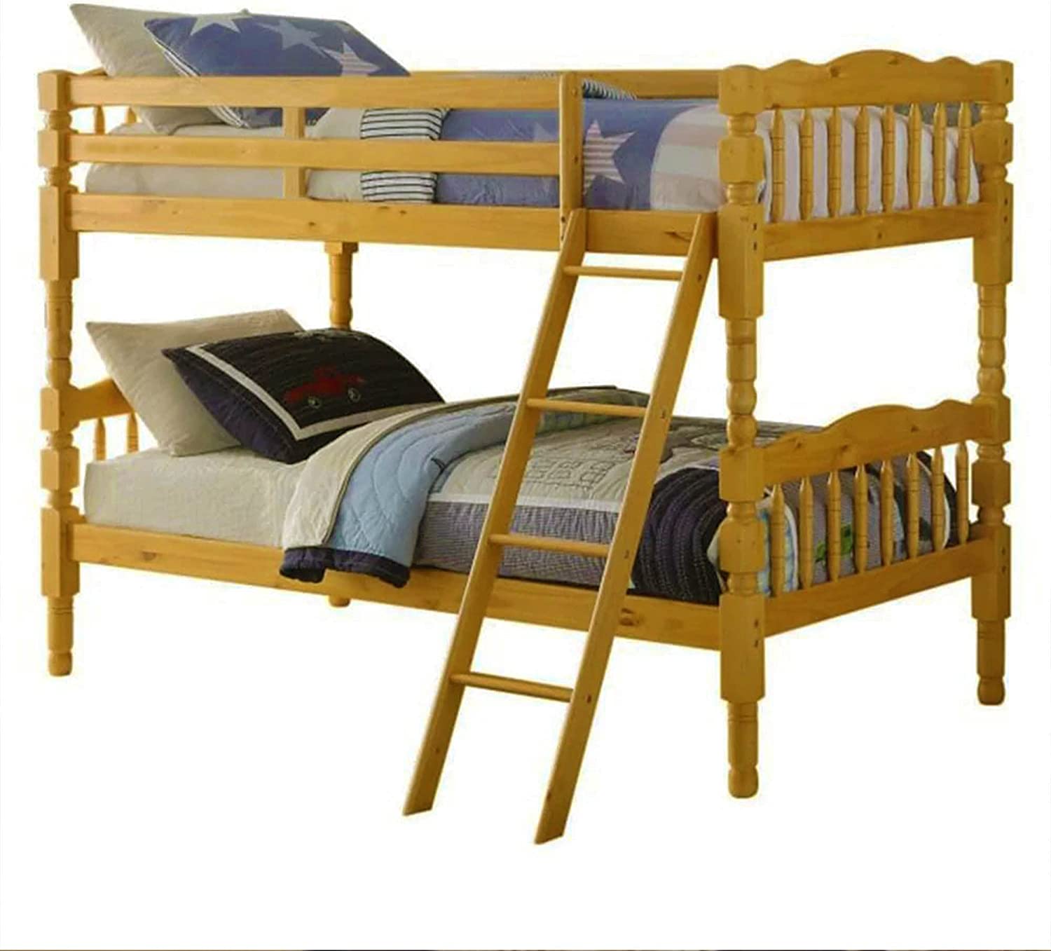 Better Home Products Charlotte Twin Over Twin Solid Wood Bunk Bed in Natural