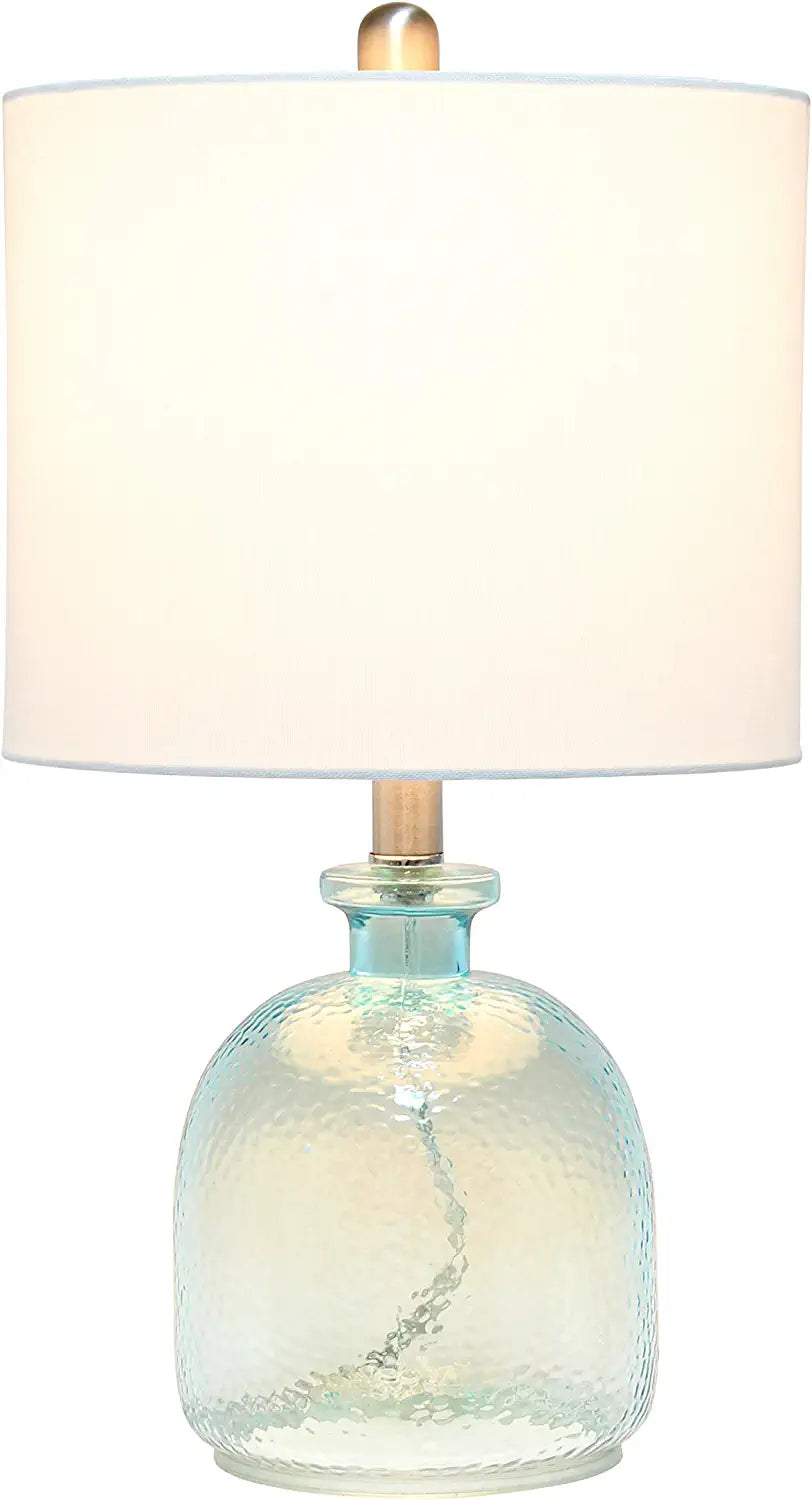 Elegant Designs LT3335-MUR Textured Glass Table Lamp, Mercury/White