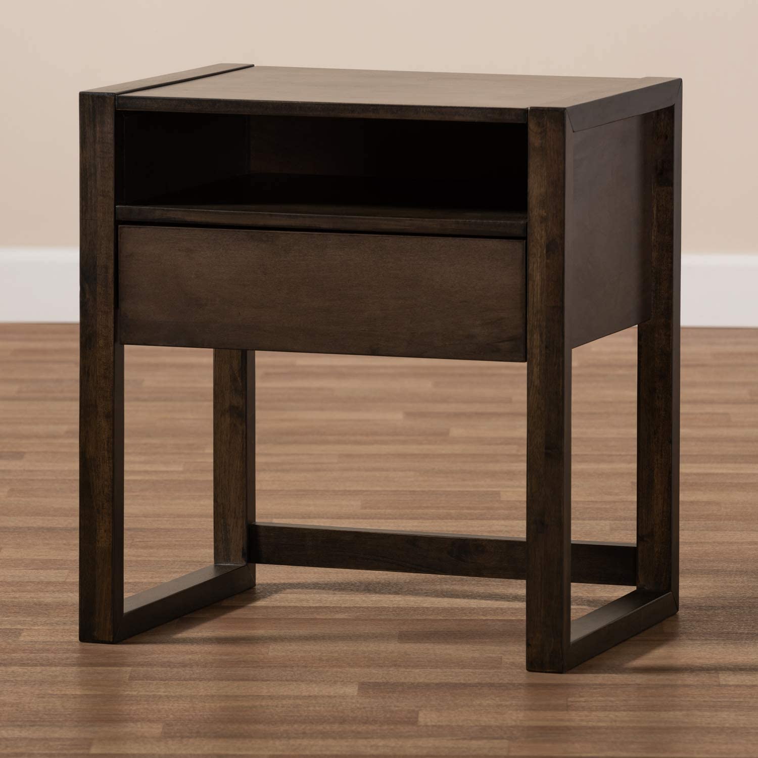 Baxton Studio Inicio Modern and Contemporary Ash Brown Finished 1-Drawer Wood Nightstand