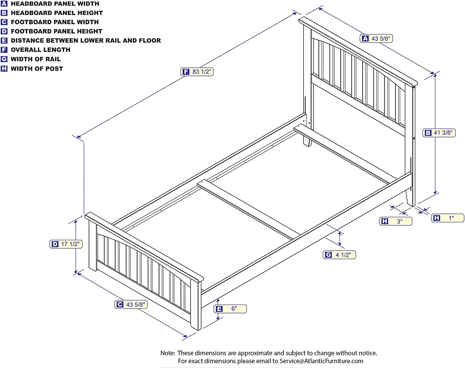 AFI Mission Twin XL Bed Solid Hardwood, Black