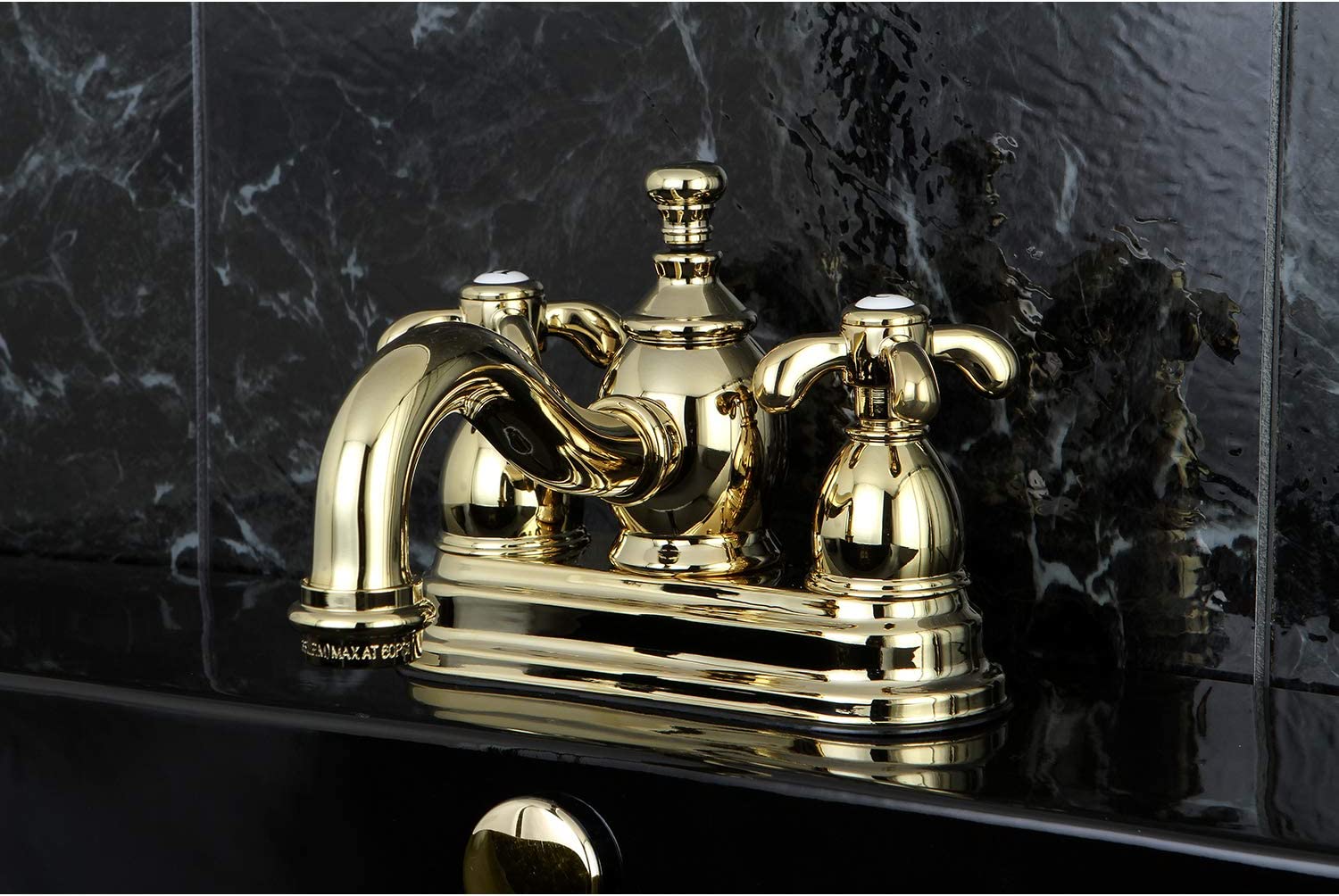 Kingston Brass KS7102TX French Country 4&#34; Centerset Bathroom Faucet, Polished Brass