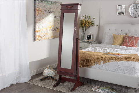 Baxton Studio Jewelry Armoire Cabinet, 18.5LX16.33WX60.23H, White