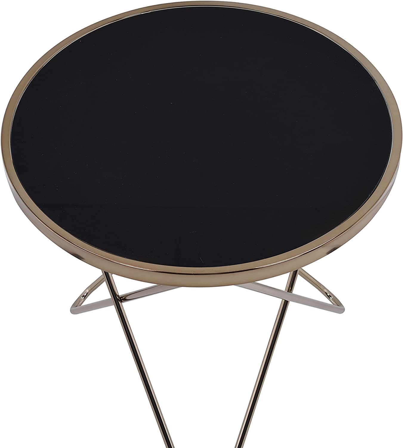 ACME Valora End Table - 81832 - Champagne &amp; Black Glass