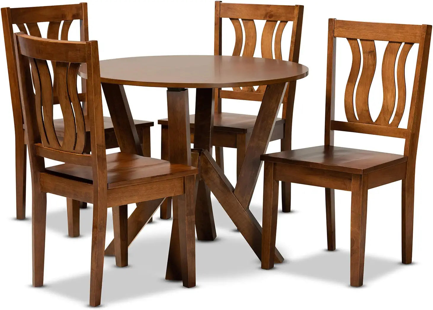 Baxton Studio Noelia Modern and Contemporary Transitional Walnut Brown Finished Wood 5-Piece Dining Set