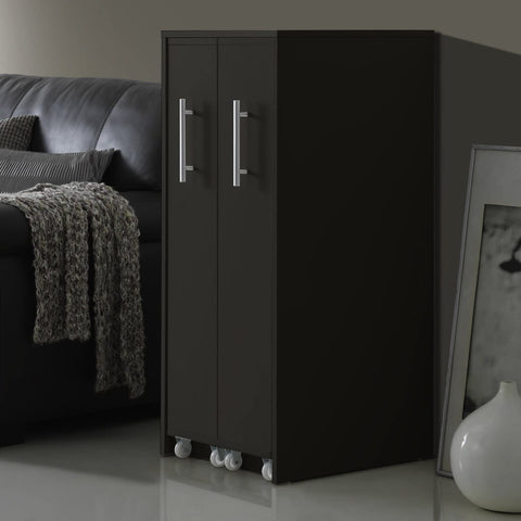 Baxton Studio Lindo Wood Bookcase with Two Pulled Out Doors Shelving Cabinet, Dark Brown