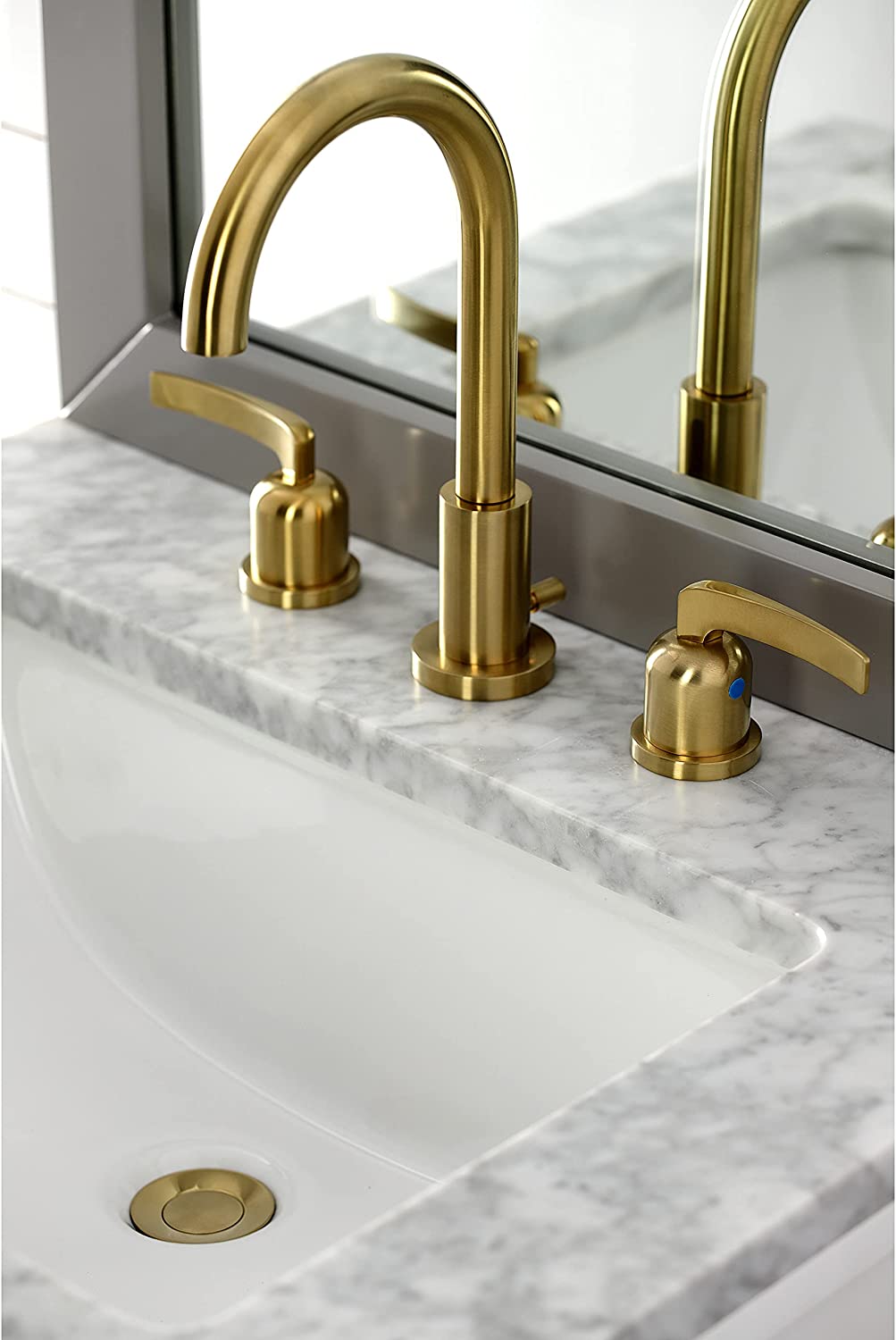 Kingston Brass FSC8929EFL Centurion Widespread Bathroom Faucet, 5-3/8 Inch in Spout Reach, Polished Nickel