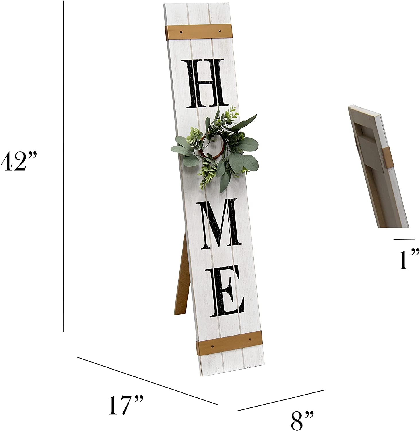 Elegant Designs HG2011-WBK Seasonal Wooden Home Porch Sign with 4 Interchangeable Floral Wreaths Decorative Accent Frame, White Wash