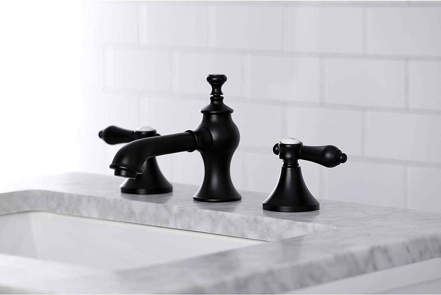 Kingston Brass KC7060BAL Heirloom Widespread Bathroom Faucet, Matte Black