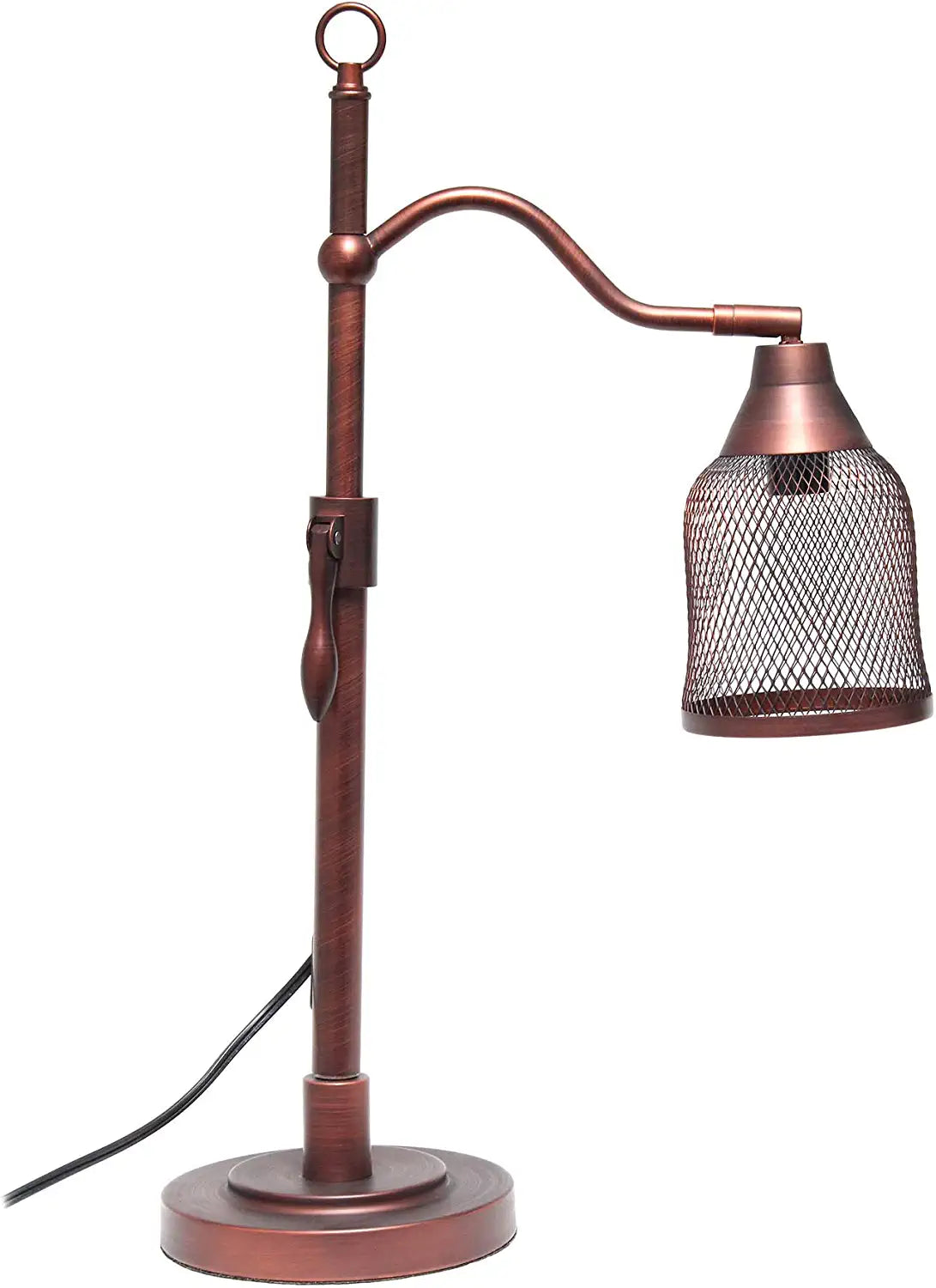 Lalia Home Decorative Vintage Arched Table Lamp with Iron Mesh Shade, Red Bronze
