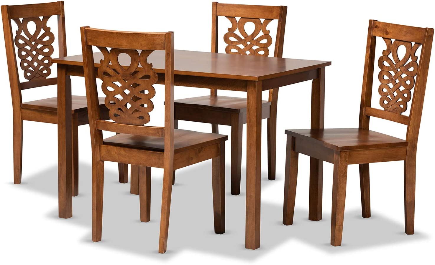 Baxton Studio Luisa Modern and Contemporary Transitional Walnut Brown Finished Wood 5-Piece Dining Set