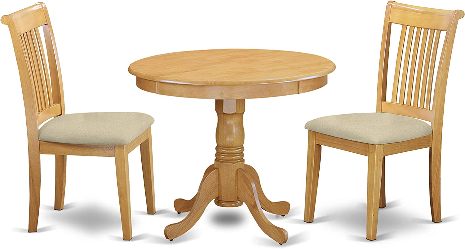 East West Furniture ANPO3-OAK-C Dining Table Set, 3-Piece